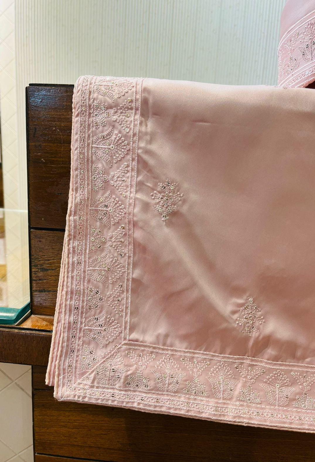 Dusty Rose Groom Turban & Shawl Set, Embroidered Indian Wedding Safa