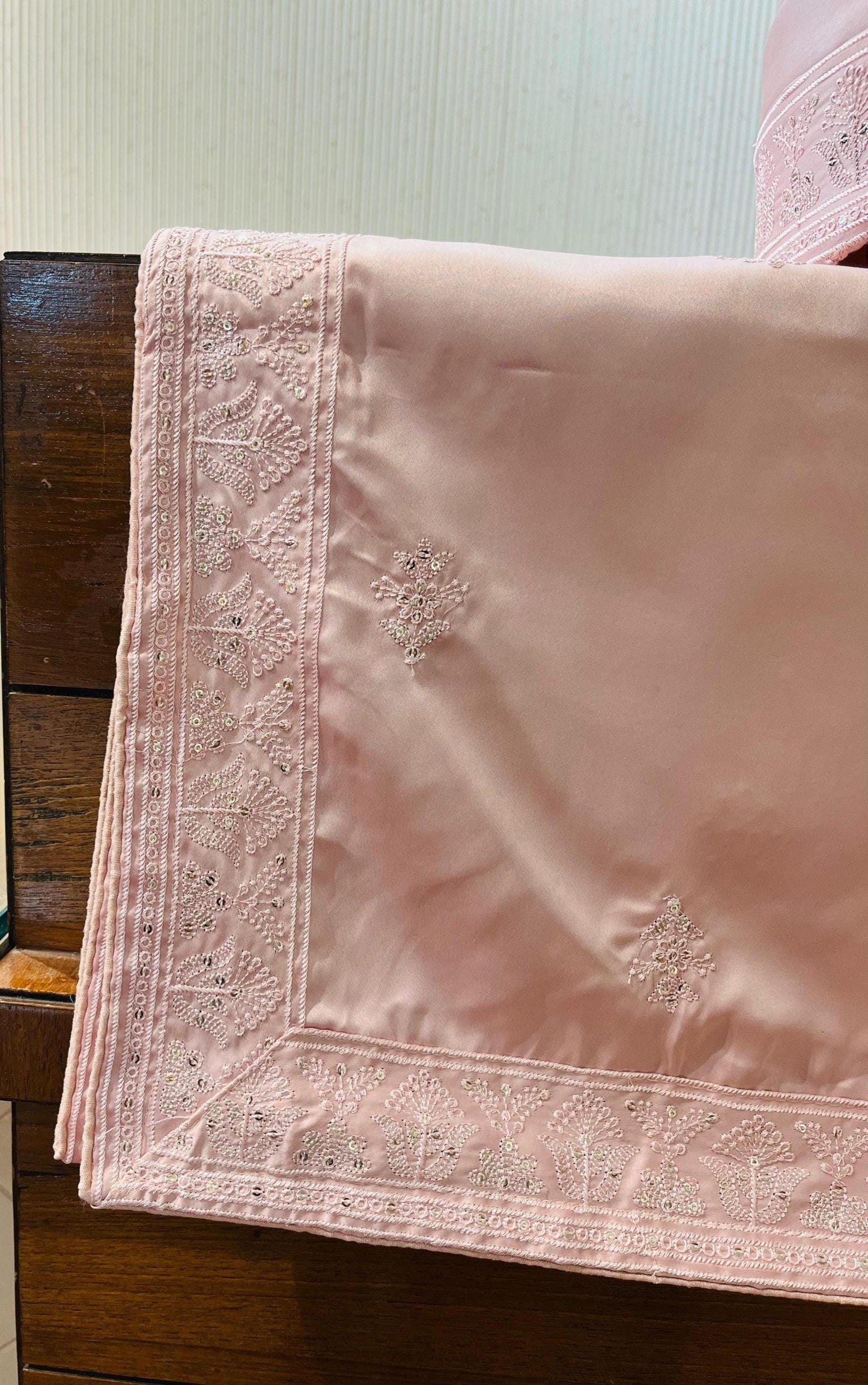 Dusty Rose Groom Turban & Shawl Set, Embroidered Indian Wedding Safa