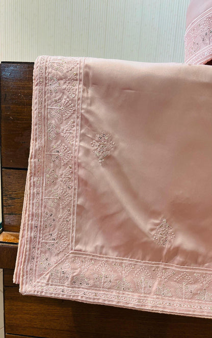 Dusty Rose Groom Turban & Shawl Set, Embroidered Indian Wedding Safa