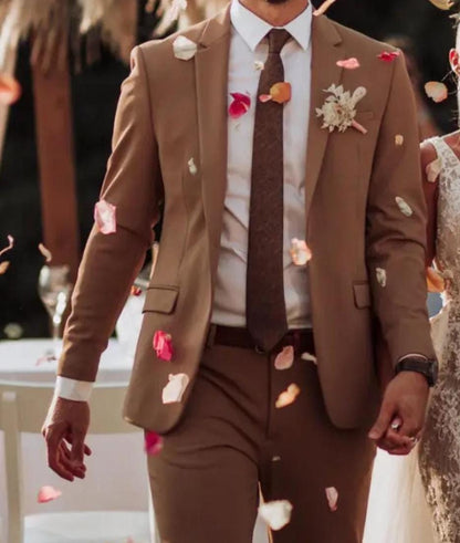 Custom Dusty Rose Groom Suit, Two-Piece Set Wedding Bespoke Suits