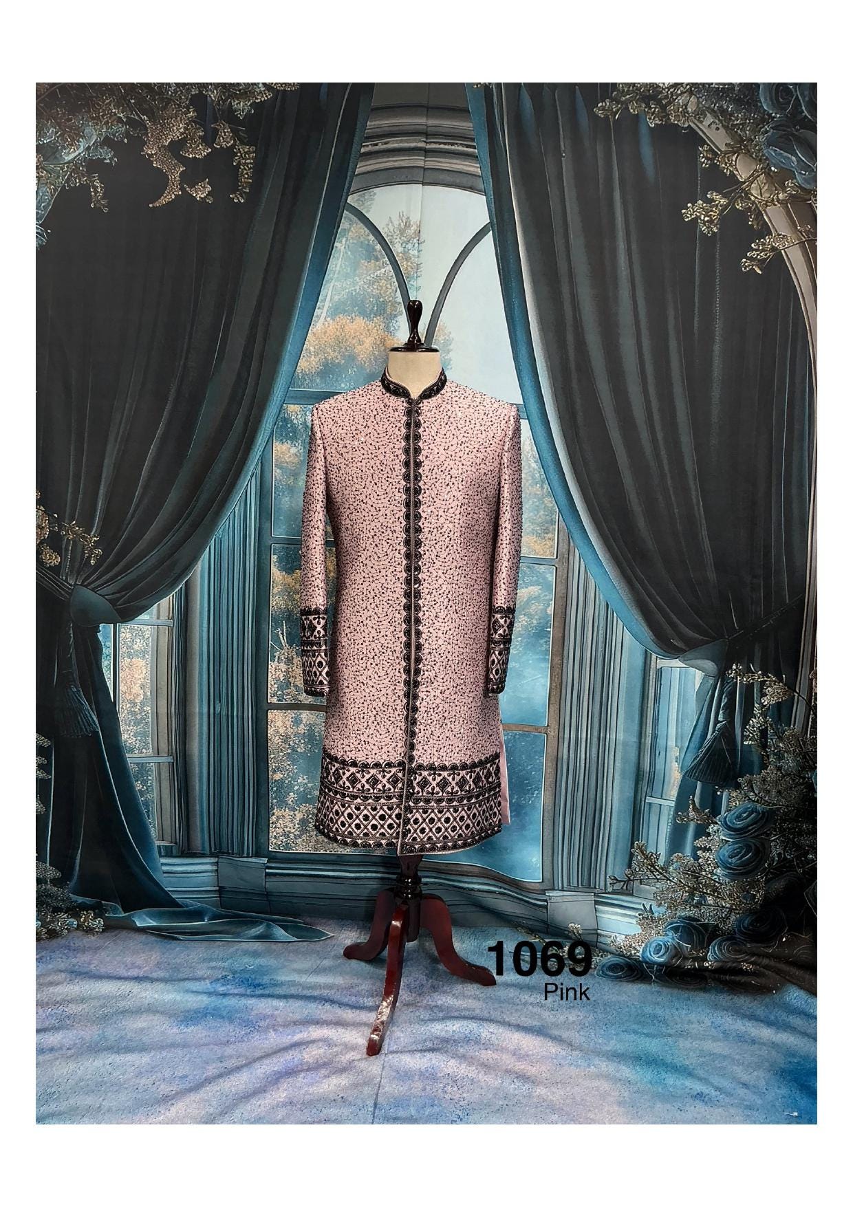 Dusty Rose Indo Western Sherwani for Groom, Sherwani outfit