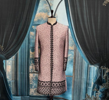 Dusty Rose Indo Western Sherwani for Groom, Sherwani outfit