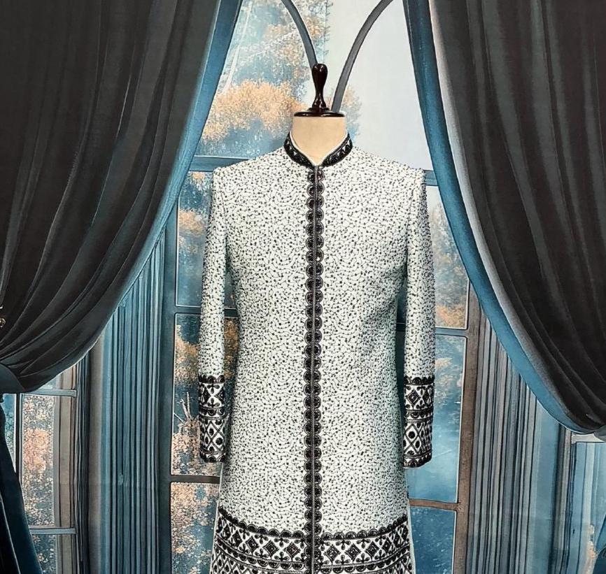 Off White Sherwani for Groom, Customizable Indo Western outfit