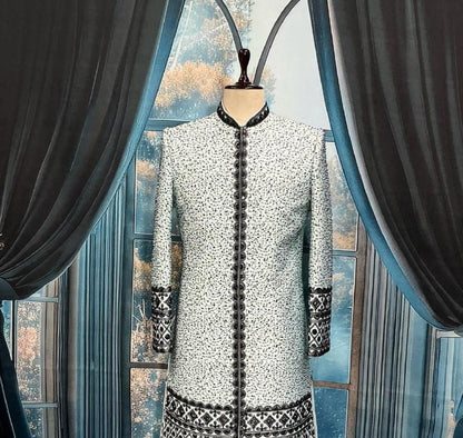 Off White Sherwani for Groom, Customizable Indo Western outfit