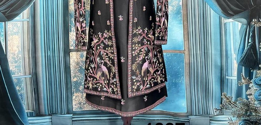 Black Men's Shrug Indo-Western, Zardozi & Thread Embroidered Sherwani