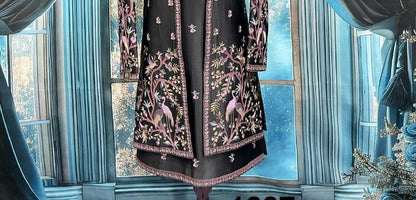 Black Men's Shrug Indo-Western, Zardozi & Thread Embroidered Sherwani