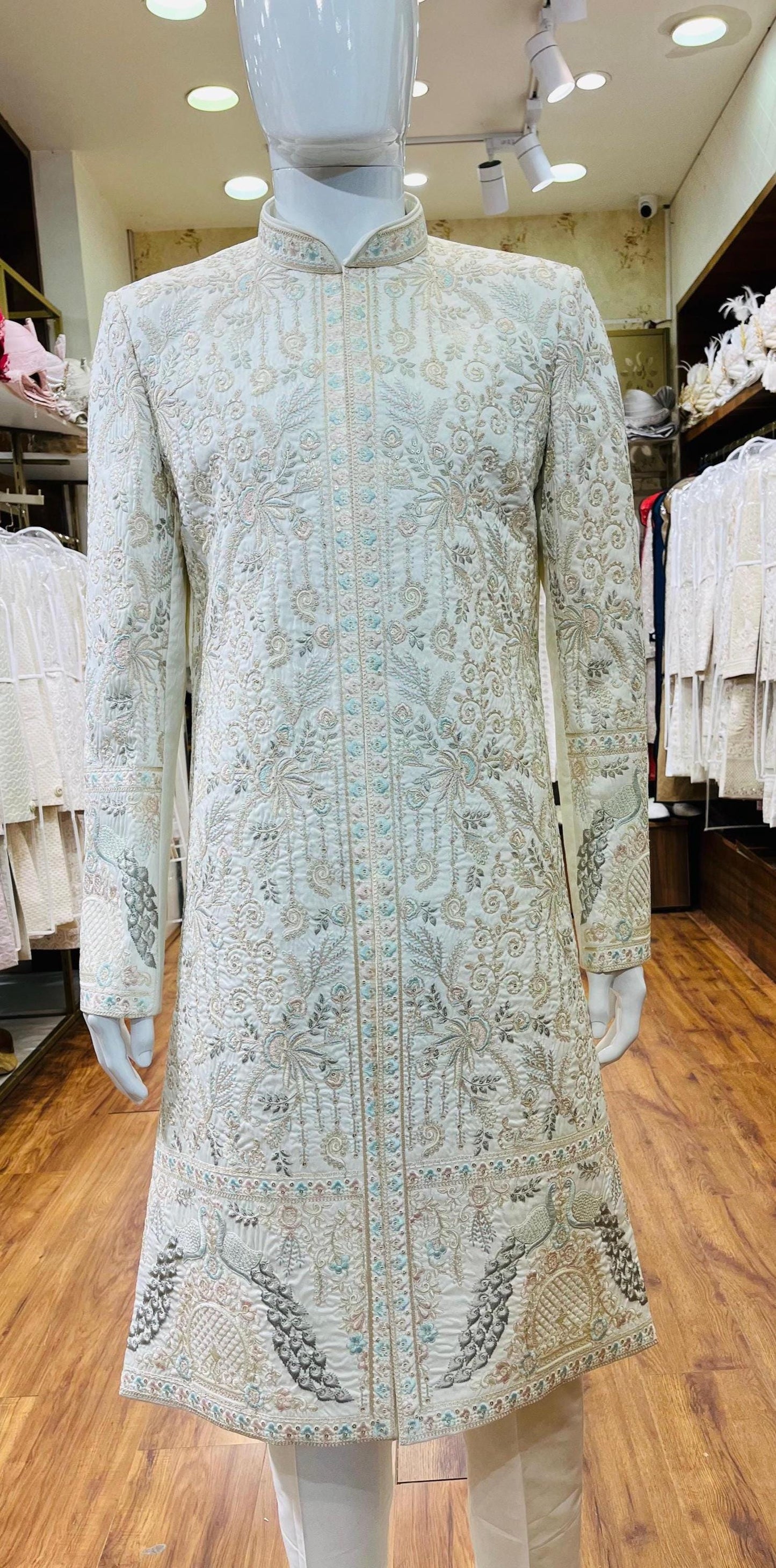 Luxury Ivory Groom Sherwani, Indian wedding Sherwani, Wedding Outfit