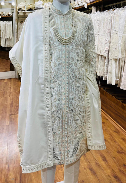 Luxury Ivory Groom Sherwani, Indian wedding Sherwani, Wedding Outfit