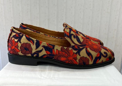 Handmade Floral Art Silk Groom Loafers, Indian Wedding Shoes