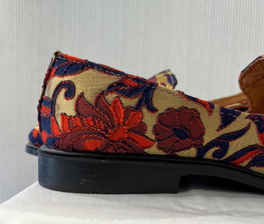 Handmade Floral Art Silk Groom Loafers, Indian Wedding Shoes