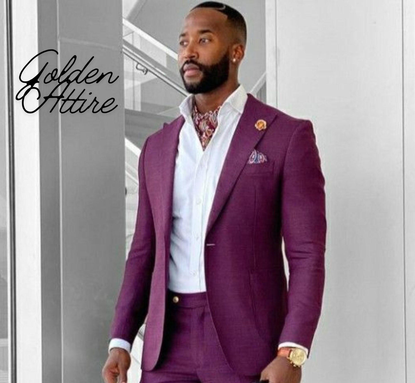 Purple Men's Suit, 2-Piece Wedding Groom Suit, Engagement reception suits