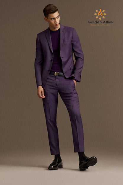 Purple Suit for Men, 2-Piece Wedding Suit