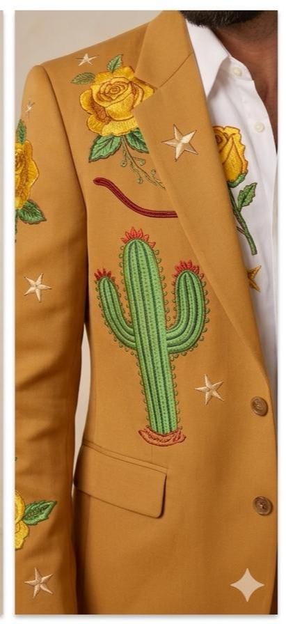 Custom Mustard Yellow Cowboy Groom Suit, Men’s Two-Piece Rodeo Wedding Outfit