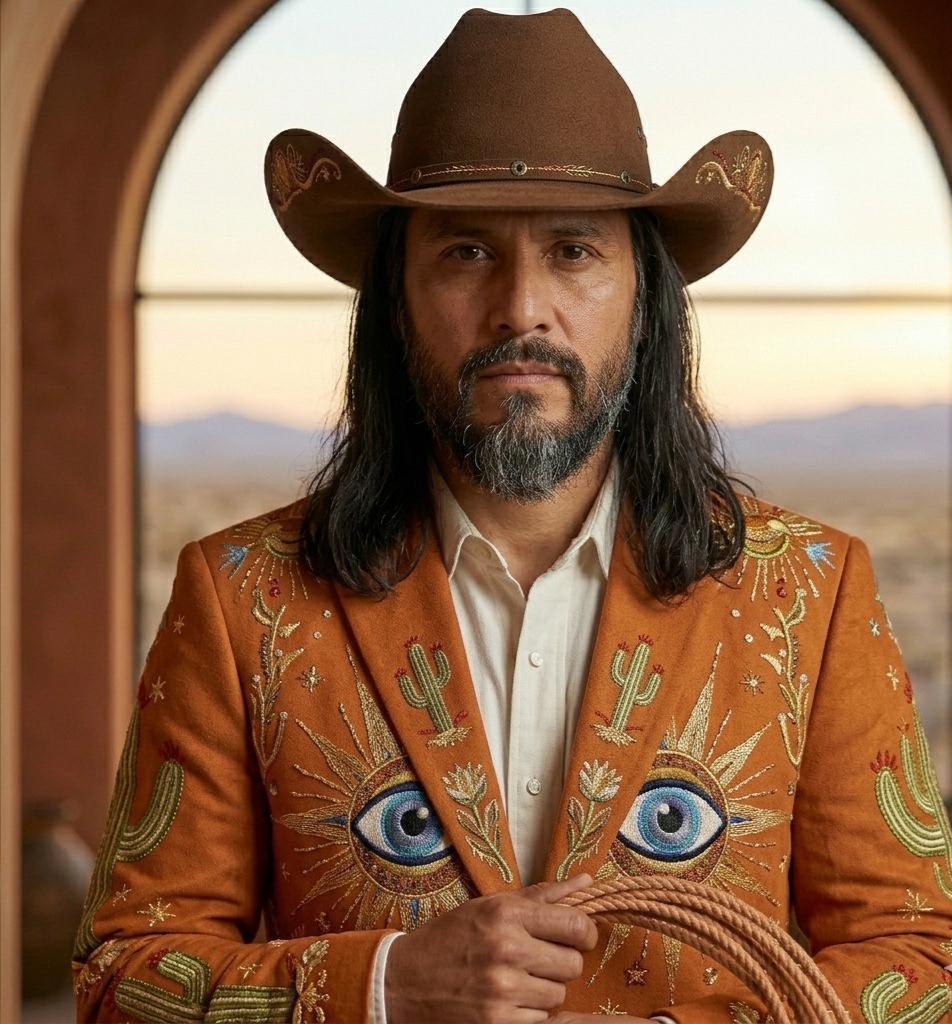 Rust Color Elegant Groom Cowboy Suit, Western Embroidered Statement Suit