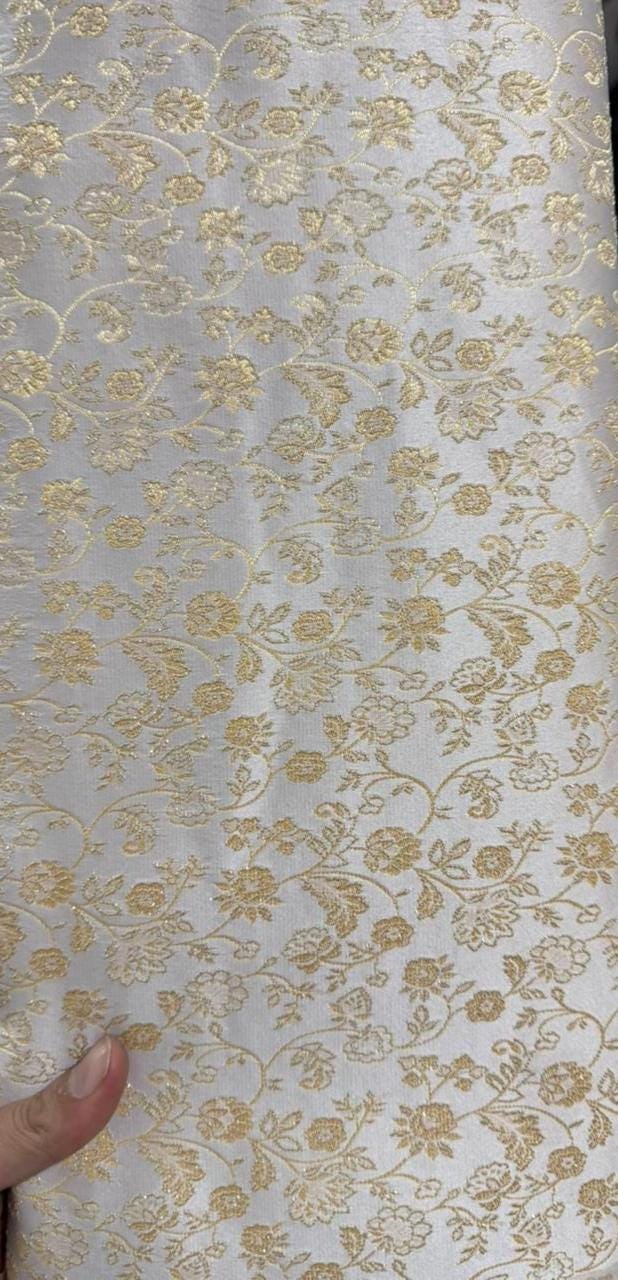 Ivory Gold Brocade Wedding Sherwani for Men, Indo Western Groom Achkan Set