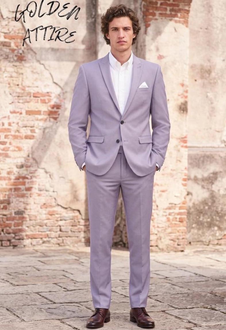 Lavender Two Piece Suit, Groom Outfit, Custom Fit Wedding Suit for Men USA & UK