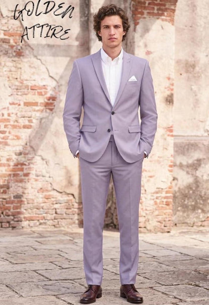 Lavender Two Piece Suit, Groom Outfit, Custom Fit Wedding Suit for Men USA & UK