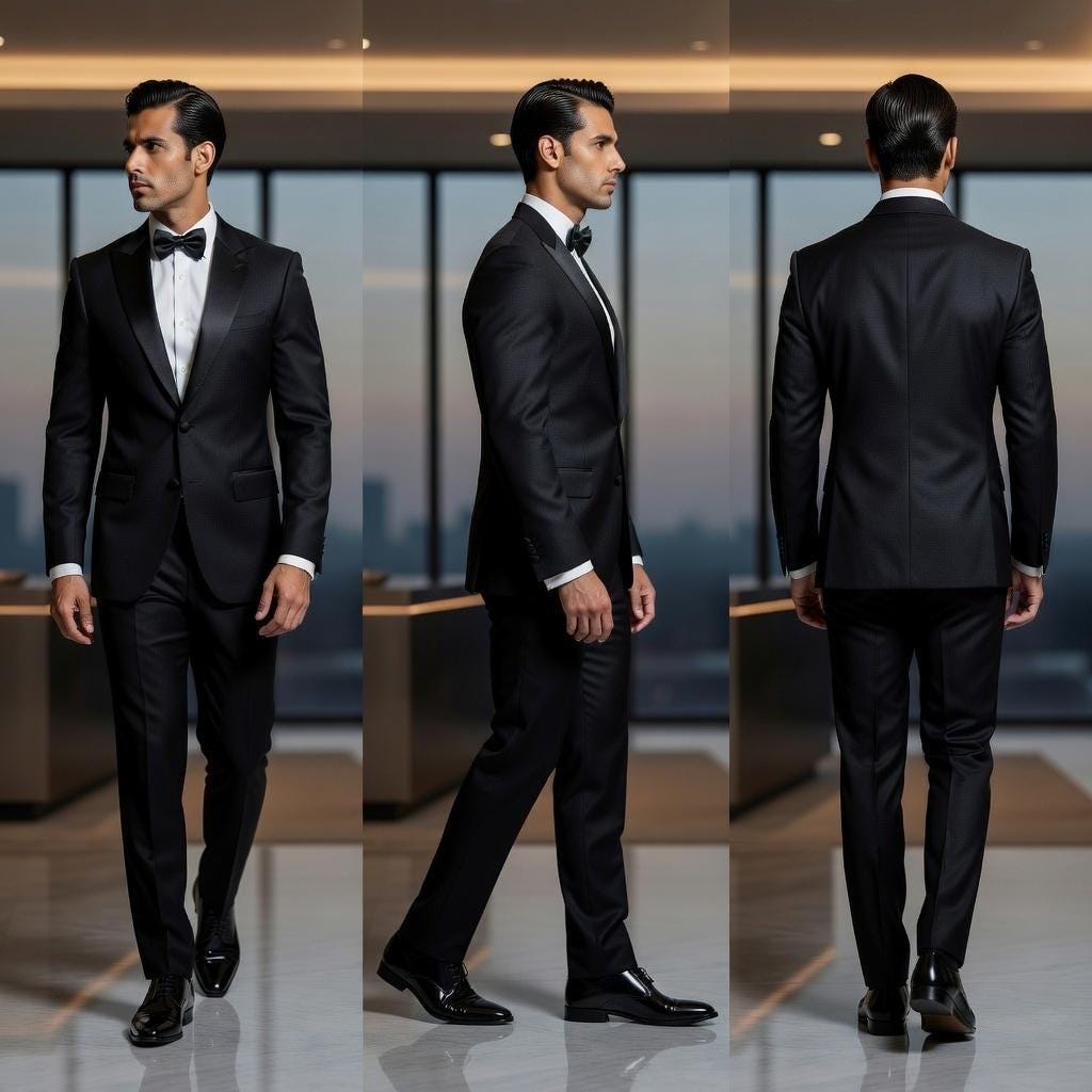 Men's Black Tuxedo Suit, Elegant Groom Wedding Dinner Suit