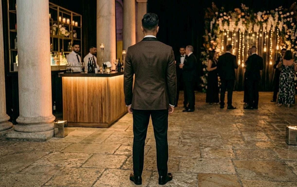 Men's Brown Tuxedo Suit, Black Shawl Lapel, Slim Fit Evening Jacket