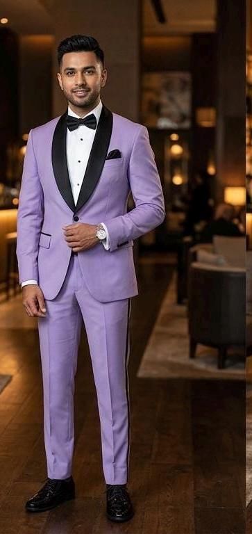 Lavender Tuxedo Suit for Men, Pastel Purple Prom Bespok Suit