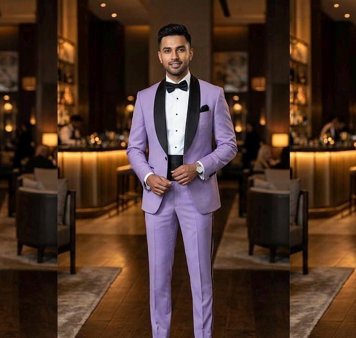 Lavender Tuxedo Suit for Men, Pastel Purple Prom Bespok Suit