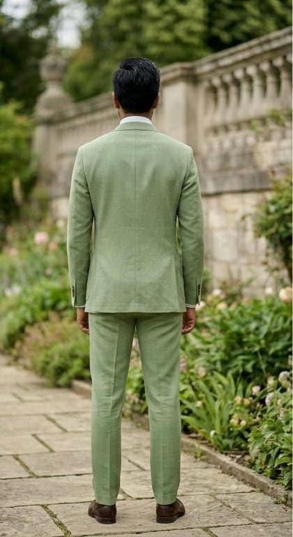 Custom Pistachio Green 3-Piece Suit, Bespoke Men's Wedding Party Attire