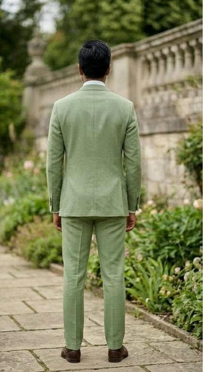 Custom Pistachio Green 3-Piece Suit, Bespoke Men's Wedding Party Attire