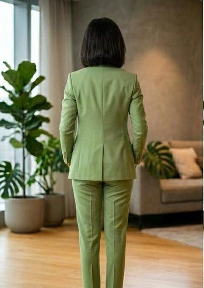 Pistachio Green Three-Piece Suit for Women, Custom Tailored Formal Suit, Elegant Wedding Guest Outfit