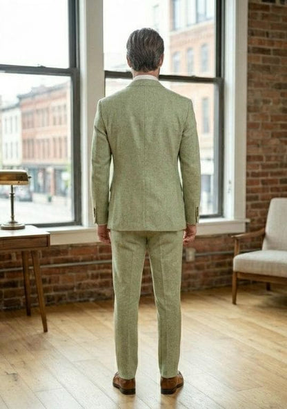 Men's Pistachio Green Three-Piece Suit, Wedding Suit for Groom