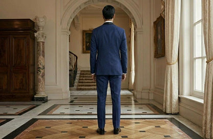 Navy Blue Shawl Lapel Tuxedo Suit, Custom Tailored Men's Formal Wear
