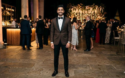 Men's Brown Tuxedo Suit, Black Shawl Lapel, Slim Fit Evening Jacket
