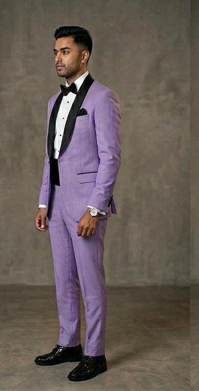 Lavender Tuxedo Suit for Men, Pastel Purple Prom Bespok Suit