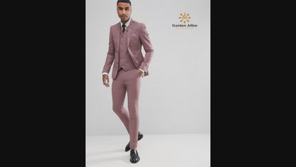 Premium Dusty Rose Groom Suit, 3-Piece Wedding Suit for Men
