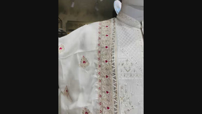 Attractive Indian Wedding Ivory Turban Shawl for Groom
