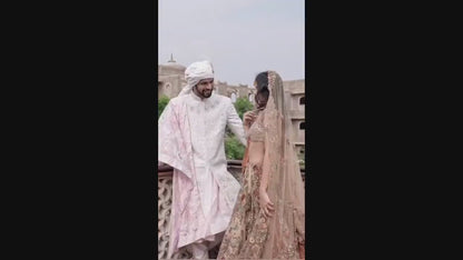 Warm White Sherwani for Men: Indian Groom Wedding Outfit