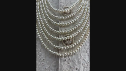 Kundan Groom Necklace, Pearl & Stone Sherwani Mala