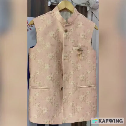 Printed Nehru Jacket for Men: Classic Modi Wedding Vest