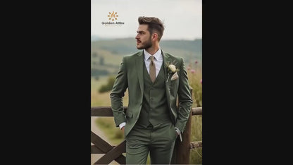 Emerald Green Three Piece Groom Suit: Customizable Wedding Bespoke Suit