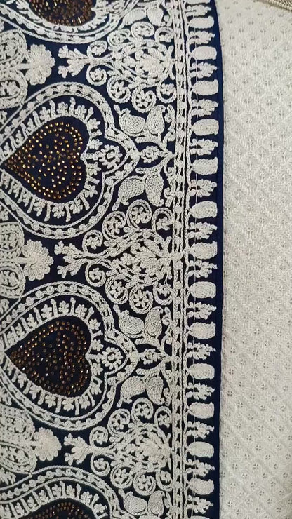 Navy Blue Groom Shawl: Embroidered Indian Wedding Dupatta