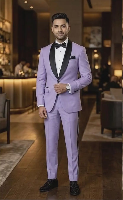 Lavender Tuxedo Suit for Men, Pastel Purple Prom Bespok Suit