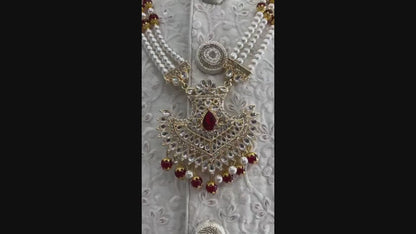Groom Pearl Necklace, Sherwani Kantha, Men's Wedding Jewelry
