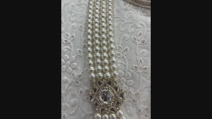 Ivory Pearl Groom Necklace, Sherwani Wedding Mala