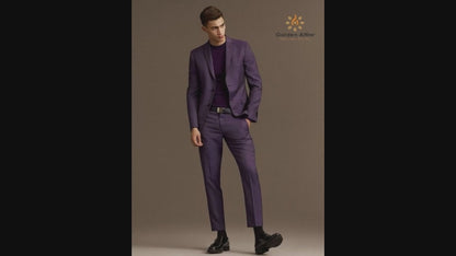 Premium Men's Suit, Eggplant Purple Groom Wedding Suit