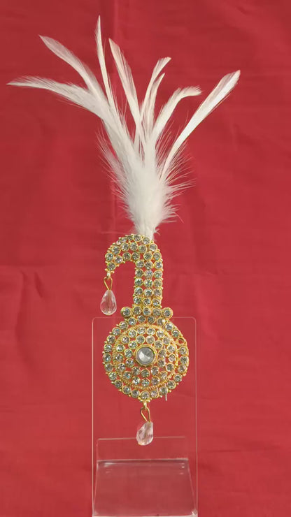 Kundan Turban Brooch, Indian Groom Kalangi Accessory