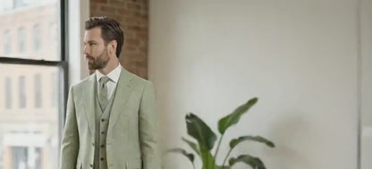 Men's Pistachio Green Three-Piece Suit, Wedding Suit for Groom