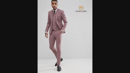 Dusty Rose 3-Piece Suit: Men's Wedding Groom Suit