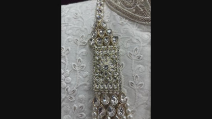Maharaja Style 7 Layered Ivory Pearl Mala, Indian Groom Sherwani Necklace