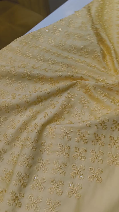 Butter Yellow Groom Suit, Men Ethnic Wedding Suit with Champagne Gold Embroidery