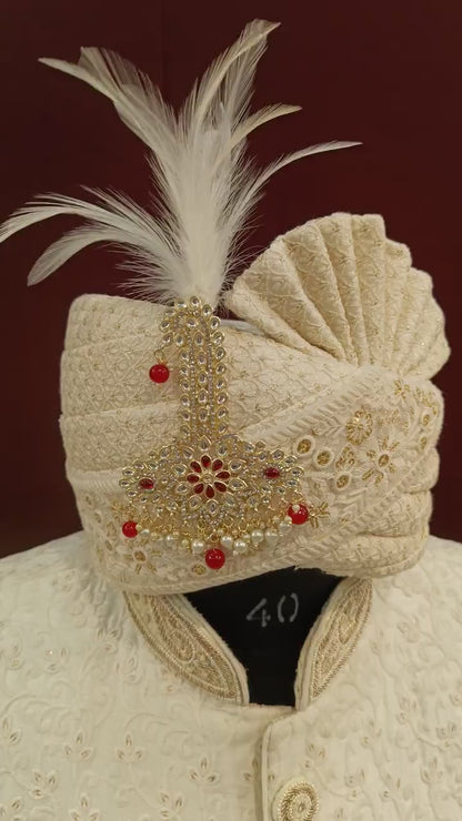 Indian Groom Turban Brooch: Beaded Dhula Kalangi