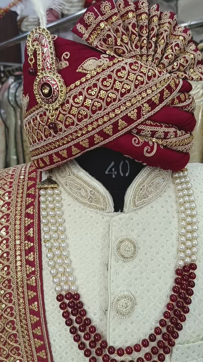 Turban & Shawl For Groom, Turban for Groom, wedding Safa groom, wedding Shawl, Stole Safa Combo, Safa for groom, Sherwani Turban Shawl, Adjustable Turban